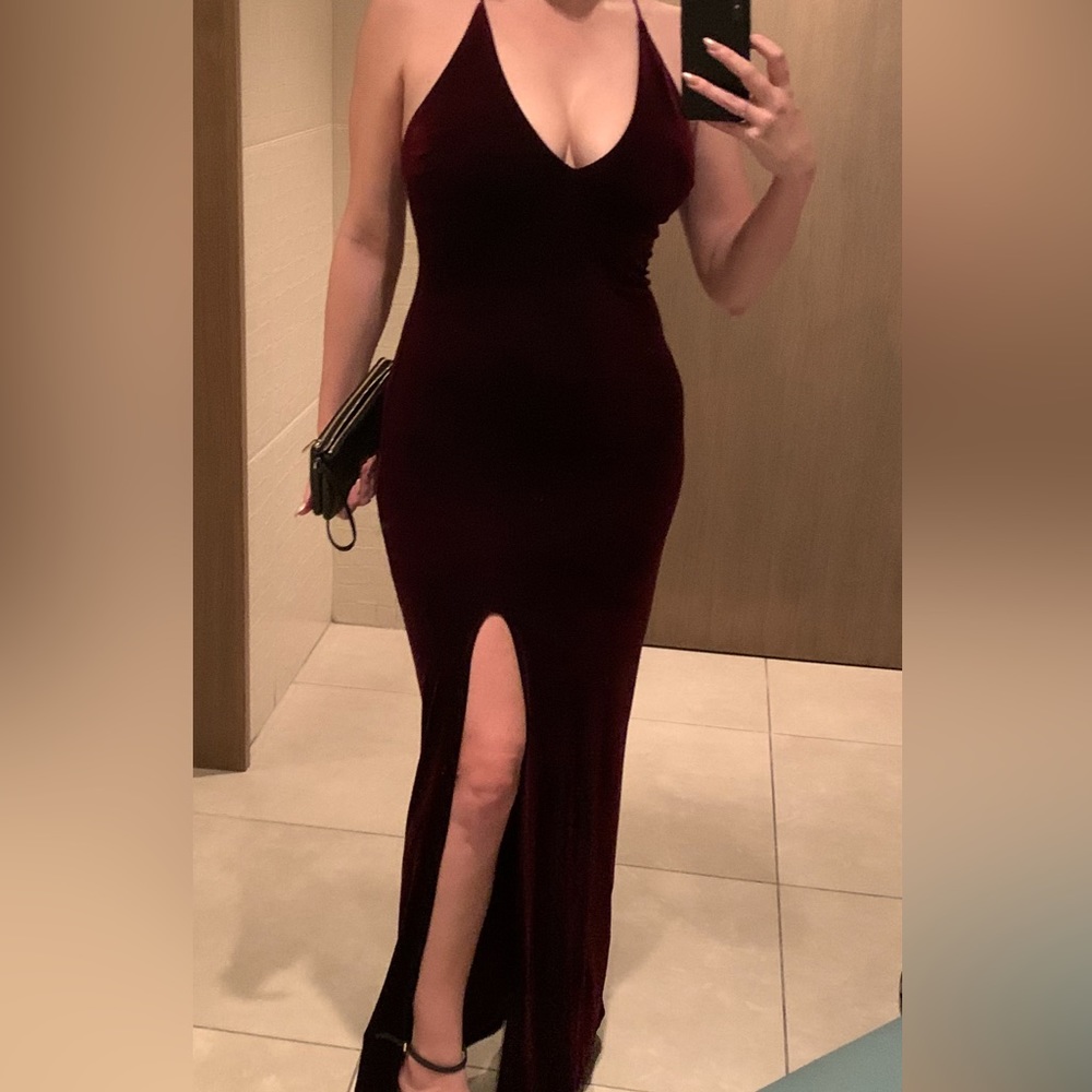 Dark red velvet holiday dress